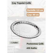 Jet's Home Çelik Çay Tepsisi 40 cm Paslanmaz Çelik Tepsi