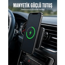Mestore 15W Hızlı Şarj Destekli Manyetik Araç Telefon Tutucu Kablosuz Araç Şarj Standı