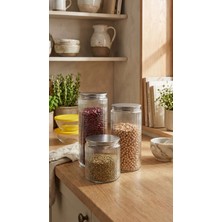 leela Home 3’lü Metal Vakum Kapaklı Cam Saklama Kabı Seti 1000 ml 1500 ml 2000 ml | Fitilli Cam Kavanoz