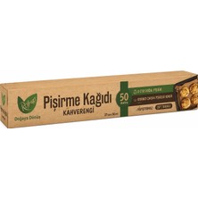 Roll-Up Kahverengi Pişirme Kağıdı 37 cm x 50 M Çift Taraflı Yapışmaz Fırın Kağıdı Silikonlu