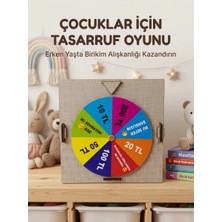 Mestore Şans Çarklı Motivasyon Kutusu Günlük Tasarruf Challenge Oyun Ahşap Birikim Kumbarası