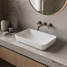 Kale Zero 2.0 60x40 Cm Mat Beyaz Dikdörtgen Çanak Lavabo