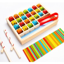 Nilberry Ahşap Eğitici Balık Tutma Oyunu ve Matematik Sayı Eşleştirme Seti 4'ü 1 Arada Montessori Oyuncak Mıknatıslı Sayı, Renk ve Matematik Eğitim Seti