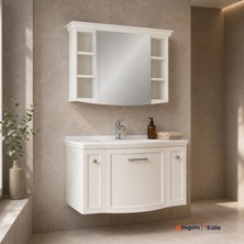 Kale Arte+ 100 Cm Parlak Beyaz Banyo Dolabı Takımı (Krom Kulp)