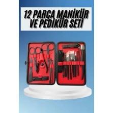 Mestore Deri Çantalı Siyah Paslanmaz Çelik 17 Parça Manikür Pedikür Seti