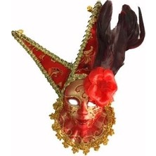 Royaleks Tüylü Dekoratif Seramaik Maske Kırmızı Renk
