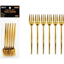 sbodurhome 6 Parça Tatlı Çatalı Seti - 13 cm - Gold Renk