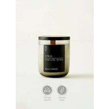 Bella Maison Citrus Ahşap Fitilli Dekoratif Soy Wax Mum 1 Adet Karışık Koku Siyah Renk
