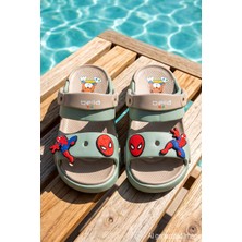 Remsa Çocuk Üst Çıkartma Detay Sandalet Terlik E482-F0001 Pastel Yeşil-Camel