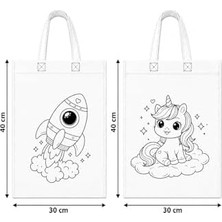 Bg Store 10 Adet Boyanabilir Bez Çanta Seti 30X40 cm – 6 Renk Akrilik Boya ve Fırça Dahil
