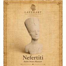 Layerart Atelier Parametrik Nefertiti Büst Heykel Dekoratif Ahşap Sanat Objesi 25CM