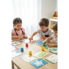 Bg Store Tots & Folks Silinebilir Parmak Boyası Aktivite Kartları - Wipe Clean Finger Paint Activity Cards - Fingerprint Activities - 16 Kart 32 Aktivite, Yeniden Kullanılabilir, 3 Yaş ve Üzeri