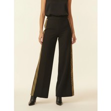 Crystalia Siyah Krep Kumaş Kadın Pantolon