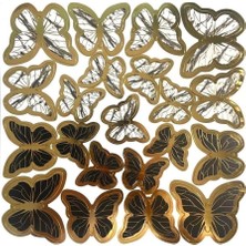 Bg Store Siyah Gold Varaklı Kelebek Pasta Dekor Süs 42 Adet
