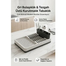 Eco Lounge Gri Bulaşıklık Tabaklık Bardaklık Kaşıklık Tezgah Üstü Mutfak Organizeri Standı