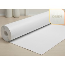 Almital 48 Cm X 5 M Beyaz Çizgi Desenli Suni Deri, Çekmece içi Kaydırmaz Çekmece Halısı, raf örtüsü