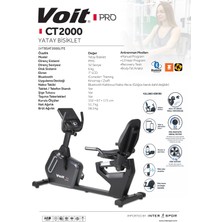 Voit Pro CT2000 Bluetooth'lu 32 Kademeli Manyetik Yatay Kondisyon Bisikleti