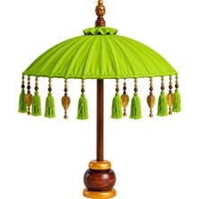 Hediye Fikri Dekoratif El Yapımı Bali Şemsiyesi 90X40 cm Ahşap Ayaklı Püsküllü Otantik Dekor