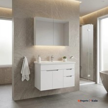 Kale Stora 100 cm Set Parlak Beyaz (Lavabo Dolabı + Aynalı Dolap)
