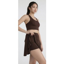 Sea Queen Kadın Günlük Spor Koşu Şortlu Etek Yüksek Bel Toparlayıcı Hızlı Kuruyan Deniz ve Havuz Şortu Bikini Altı Tayt