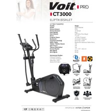 Voit Pro CT3000 Profesyonel Eliptik Bisiklet – 32 Kademe Pms Direnç, 8 kg Volan, Bluetooth, Kinomap & Zwift Uyumlu, 7" LCD Ekran