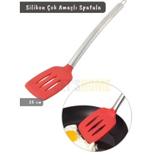 Jet's Home Silikon Spatula Servis Spatulası Çok Amaçlı Spatula Paslanmaz Saplı Kırmızı 35 cm