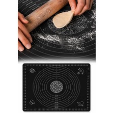 Omilife Silikon Hamur Açma Yoğurma Matı  Skalalı Kaymaz Yapışmaz Kolay Temizlenebilir 40X50 cm