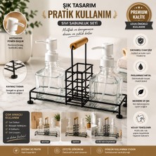Tunay 2'li Cam Sıvı Metal Standlı Sabunluk & Deterjanlık Seti Beyaz Kapak- 500 ml
