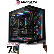Gameline Leon V2 Grand Premium 7x ARGB PWM Fan Ultra Airflow ATX Gaming Bilgisayar Kasası Siyah