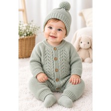 Baby Hola Kız Bebek Triko Tulum ve Bere Takımı 3005