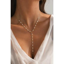 Sirius Jewelry 925 Gümüş | Beyaz Damla Taşlı Y Kolye