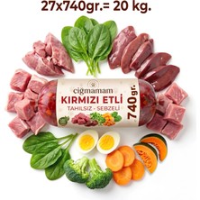 Çiğmamam Barf Kırmızı Etli Tahılsız Sebzeli Barf Köpek Maması 20 kg - 740 G x 27