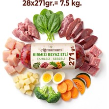 Çiğmamam Kırmızı ve Beyaz Etli Tahılsız Sebzeli Barf Köpek Maması 7.5 kg - 271 G x 28