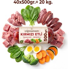 Çiğmamam Barf Kırmızı Etli Tahılsız Sebzeli Barf Köpek Maması 20 kg - 500 G x 40