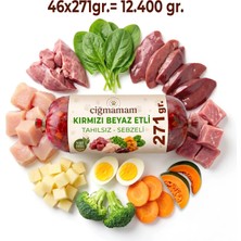 Çiğmamam Kırmızı ve Beyaz Etli Tahılsız Sebzeli Barf Köpek Maması 12.4 kg - 271 G x 46