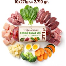 Çiğmamam Kırmızı ve Beyaz Etli Tahılsız Sebzeli Barf Köpek Maması 2.71 kg - 271 G x 10