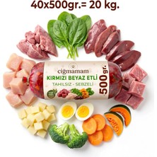 Çiğmamam Barf Kırmızı ve Beyaz Etli Tahılsız Barf Köpek Maması 20 kg - 500 G x 40