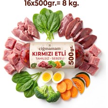 Çiğmamam Kırmızı Etli Tahılsız Sebzeli Barf Köpek Maması 8 kg - 500 G x 16