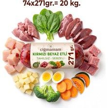 Çiğmamam Kırmızı ve Beyaz Etli Tahılsız Sebzeli Barf Köpek Maması 20 kg - 271 G x 74