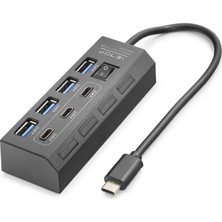 Nemere Type-C 3.2 Gen1 Anahtarlı Hub 7 Port 5 Gbps Siyah HDX7057