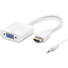 Nemere HDMI To VGA Dişi Ses Çıkışlı Görüntü Dönüştürücü 1080P - Beyaz HDX2019B
