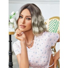 ALFA AKSESUAR 03 Kahverengi / Beyaz Platin Ombreli Küt Tül Peruk