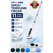 MPIA Şarjlı Ve Elektrikli Temizlik Fırçası | Turbo Dönüş Teknolojisi | IPX7 Su Geçirmez 11 Başlık Dahil Mutfak, Banyo