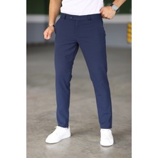 Bürke Erkek Lacivert Renk Italyan Kesim Slimfit Kumaş Pantolon