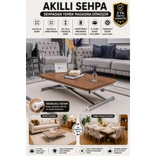 Sehpam Akıllı Home Üst Tabla Mdf Ceviz Oval Köşe Alt Ayak Krom