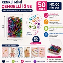 Bagiva 50 Adet Renkli Mini Çengelli Iğne No:00 - Metal Güvenlik Iğnesi - Dikiş, Hobi ve El Işi Için Çok Renkli