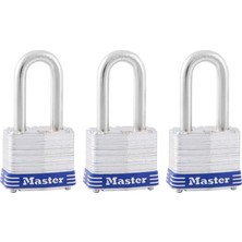 Master Lock 3trilf Asma Kilit, Lamine, Gümüş Renkli, 3 Adet