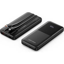 Vention Fho 10000MAH 22,5W Dahili Çift Kablolu Hızlı Powerbank - Siyah
