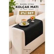 Penthouse Bambu Siyah Kolçak Matı 65X37 cm Sehpa Kahve Makinesi Altlığı Çok Amaçlı Koruyucu Mat