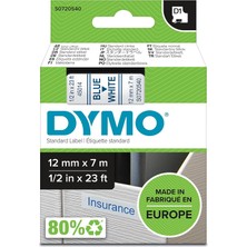 Dymo S0720540, D1 Yedek Şerit (12 mm x 7 Mt), Beyaz/mavi (45014)